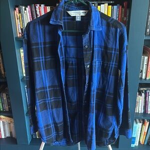 Old Navy Navy and Black Plaid Checked Shirt